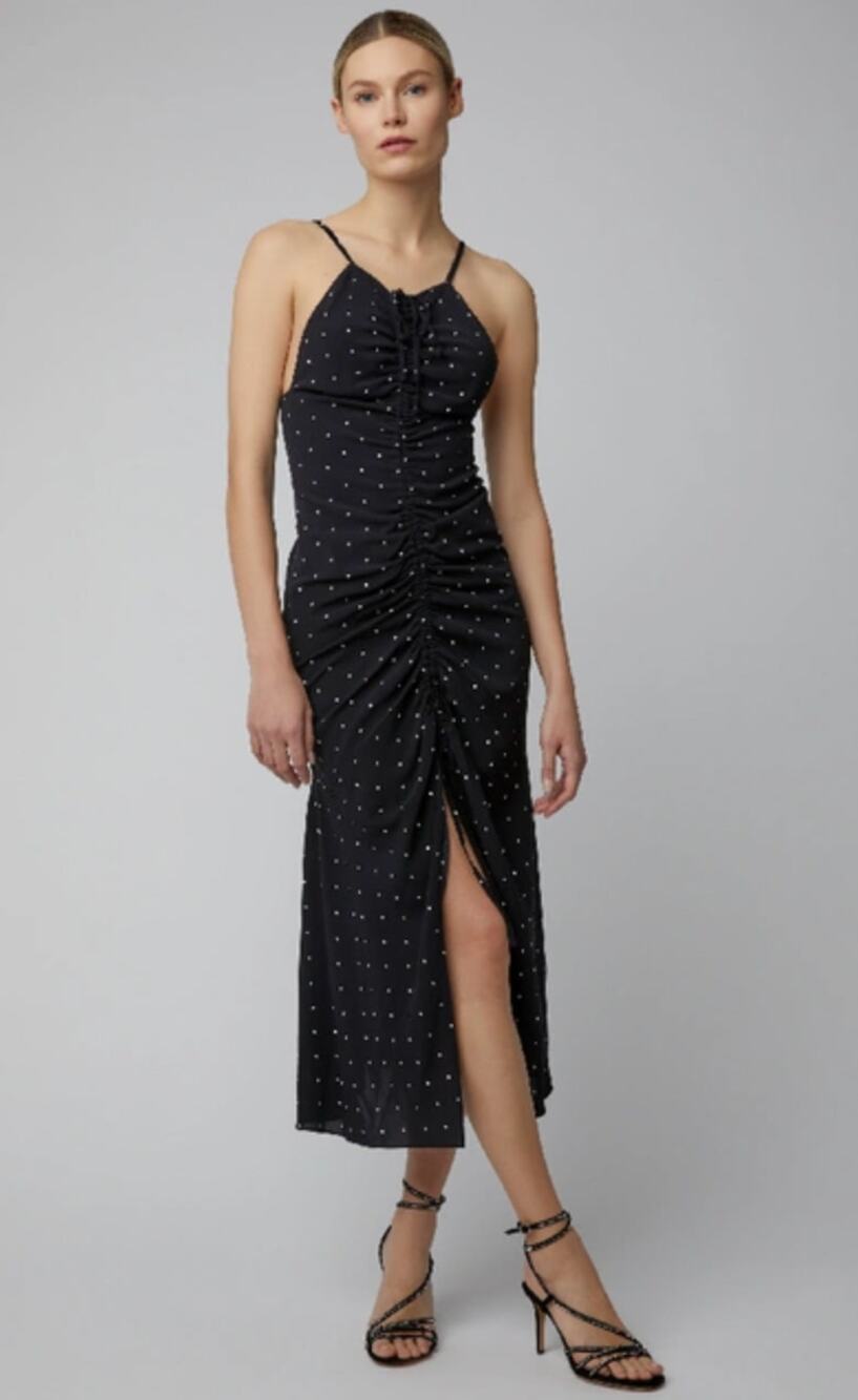 Alice McCall Oscar Black Polka Dot Ruched Halter Slit Mermaid Dress Size 10